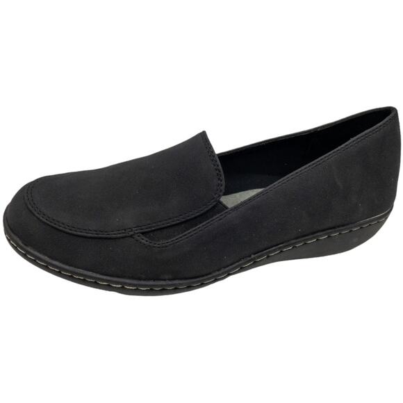 New Soft Style by Hush Puppies Black Jaylene Nubuck Leather Slip on Loafers 6.5 - Picture 1 of 12